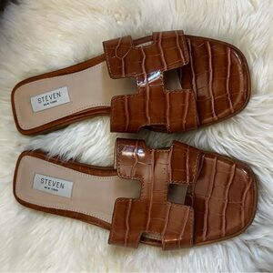 Steven Madden slides 
Faux brown croc